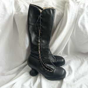 John Fluevog Black Lace-Up Boots